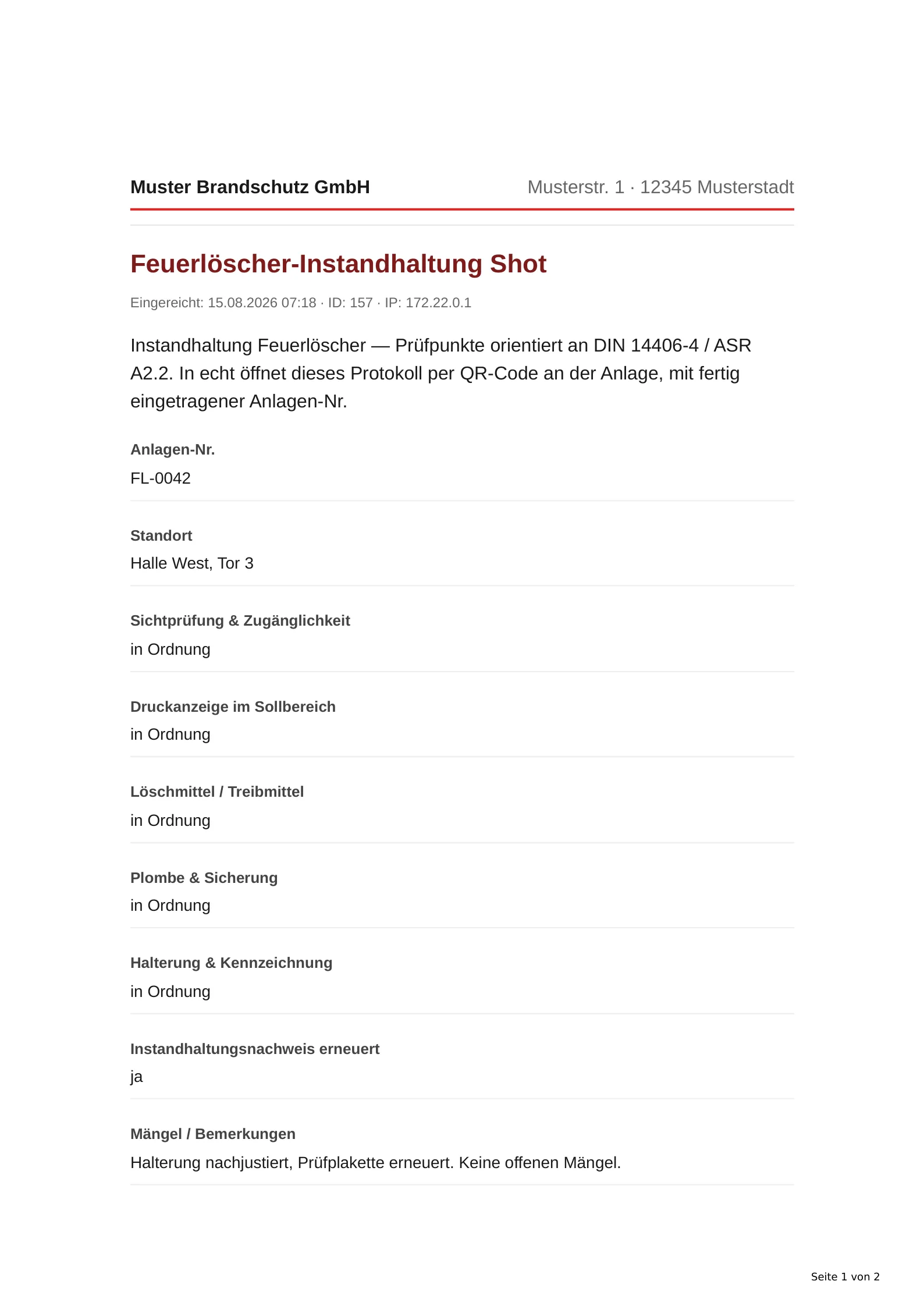 Das automatisch erzeugte PDF-Dokument.